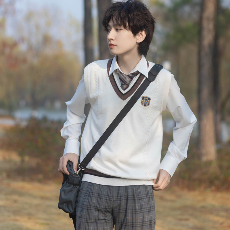 【朴樱原创】金泽中jk/dk毛衣马甲v领套头日系学院风男女针织背心