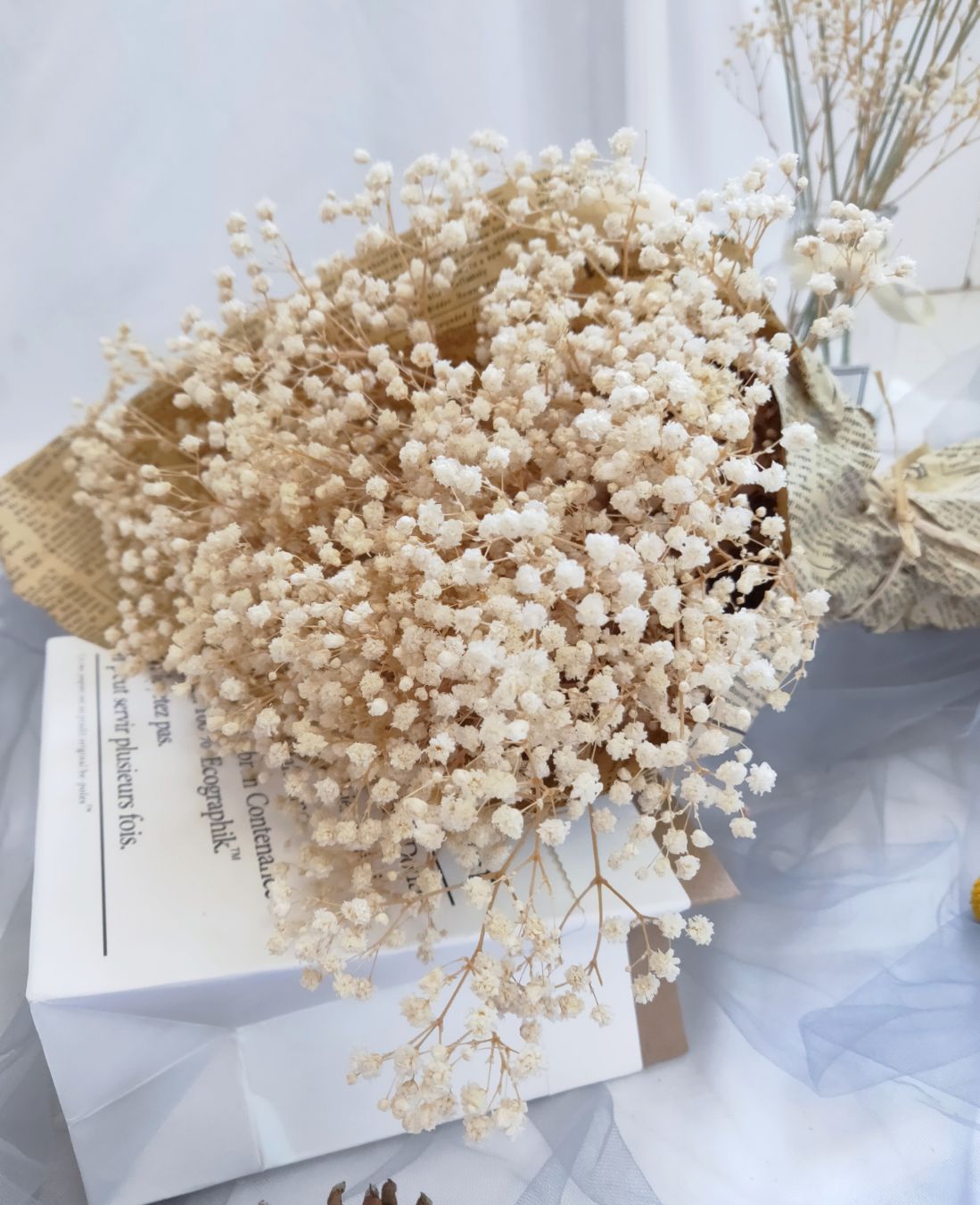 干花 满天 花束永生花满天星小清新ins客厅家居装饰摆件