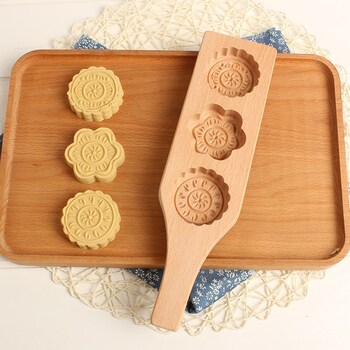 家用印子耙模具木质做圆饼南瓜米果糕粑粑叶贴印玛糍耙印月饼模.