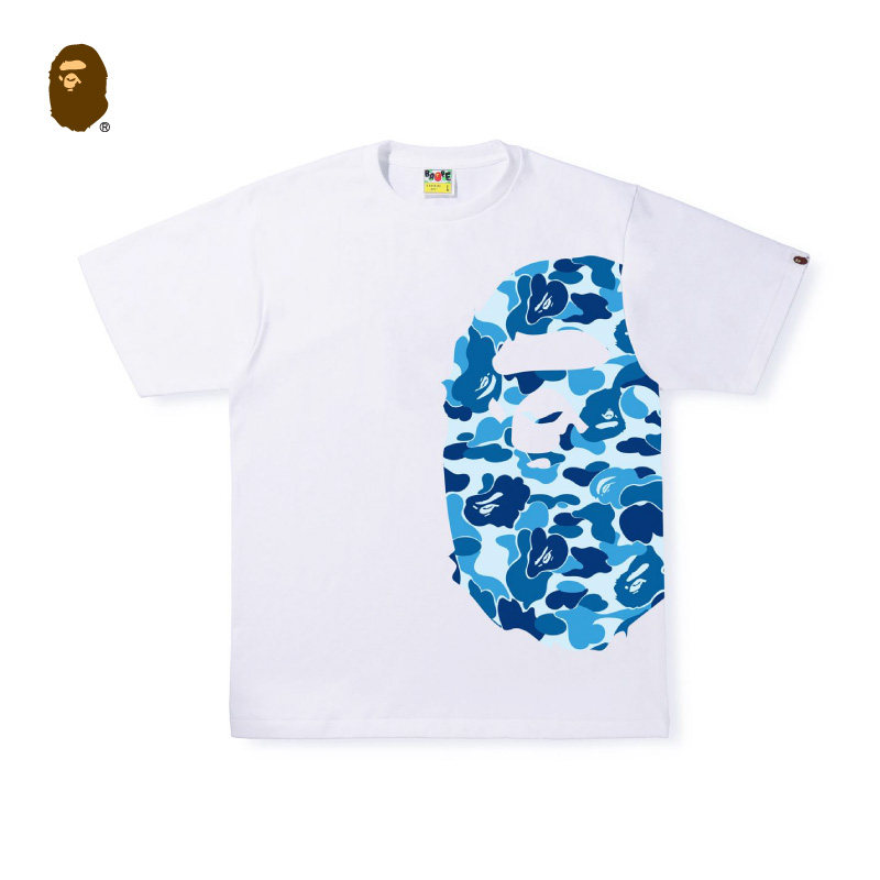bape男装春夏迷彩猿人头印花纯色短袖t恤110007i
