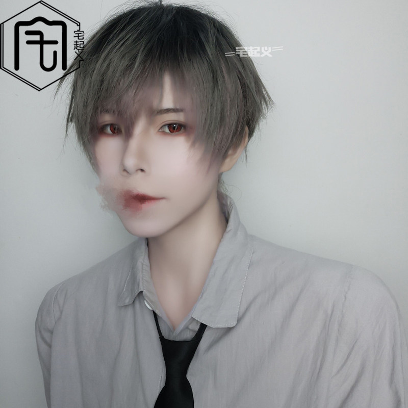 短发假发个性帅气 蓬松自然_男士短发帅气韩版个性自然蓬松男生渐变色