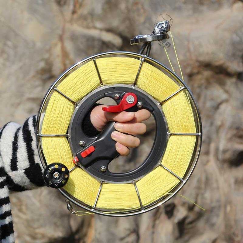 风筝线盘轮盘高档手摇带刹车大型背带自动收放不锈钢收线手握线