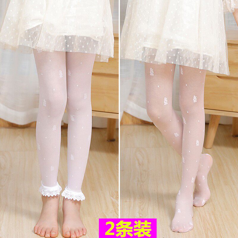 女童丝袜夏季薄款儿童连裤袜防勾丝小女孩花边九分裤宝宝防蚊裤袜