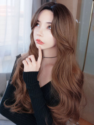 正品假发女长发中长卷发大波浪自然逼真全头套式网红圆脸蓬松头假