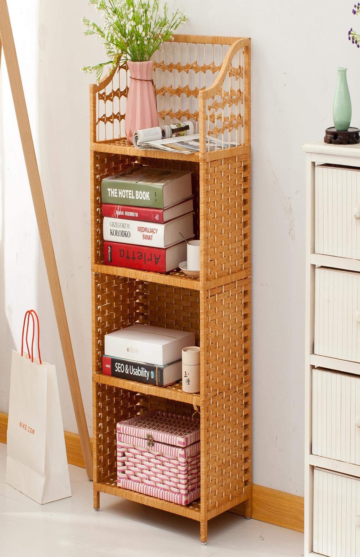 编织置物架收纳柜图片