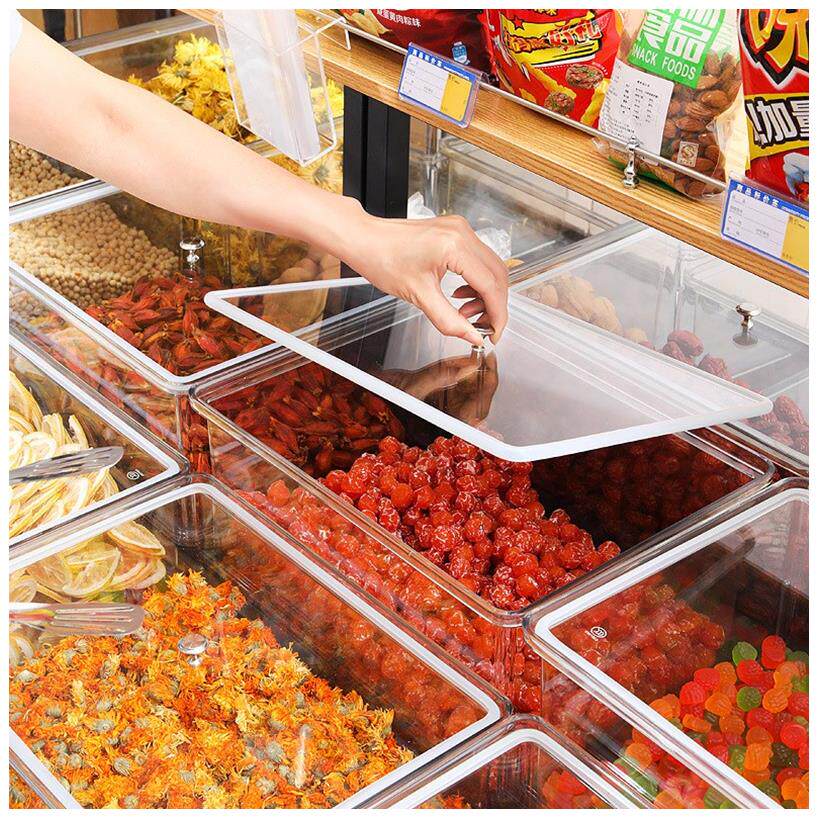 87天猫超市食品展示盒零食糖果盒干货盒透明塑料盒散装饼干盒子收纳带