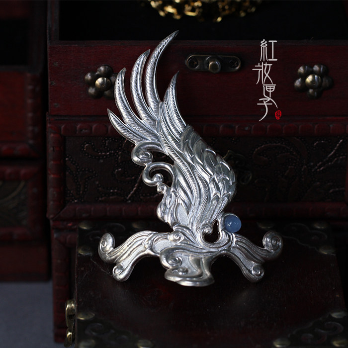 红妆匣子原创司凤同款发冠银色男生束发冠古风发饰