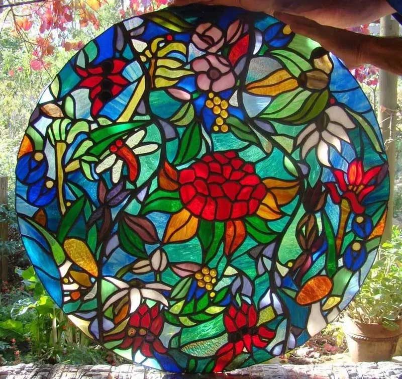 圆形教堂玻璃蒂凡尼屏风艺术玻璃吊顶玄关隔断彩色玻璃老上海玻璃已售