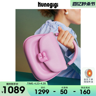 KUNOGIGI/古良吉吉猪猪包中号GIGI小众设计马鞍包包女白色斜挎包