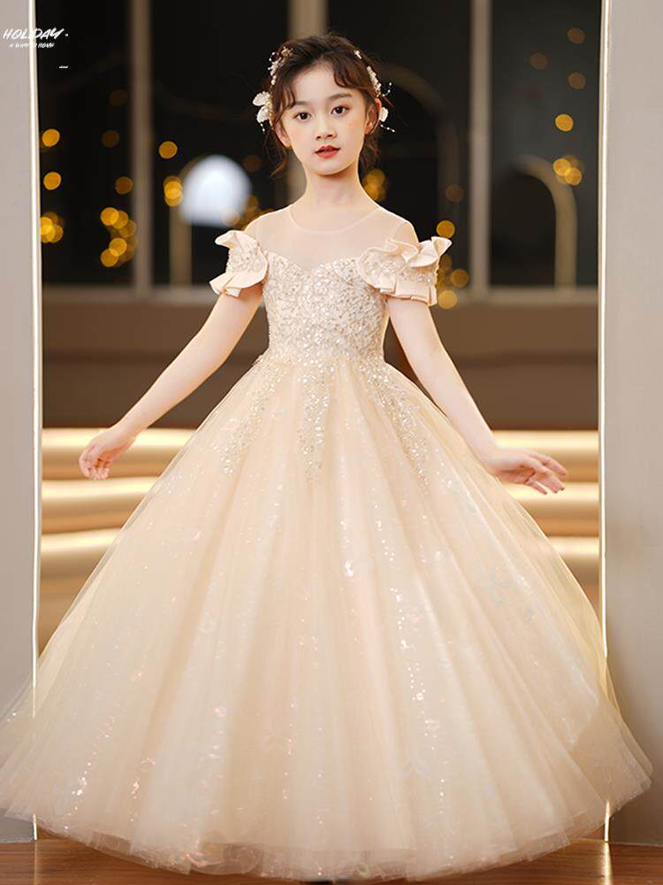 主持人礼服10岁女孩生日宴公主裙少儿钢琴比赛女童唱歌演出—儿童礼服