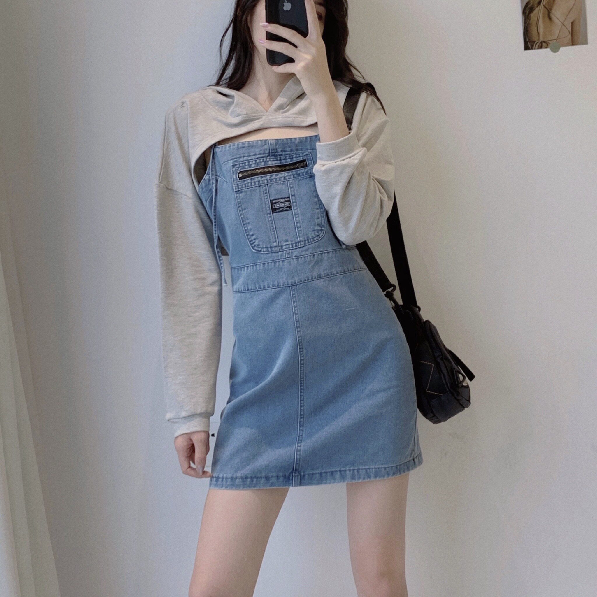 2020秋装可盐可甜炸街套装短款牛仔吊带裙时时尚套装