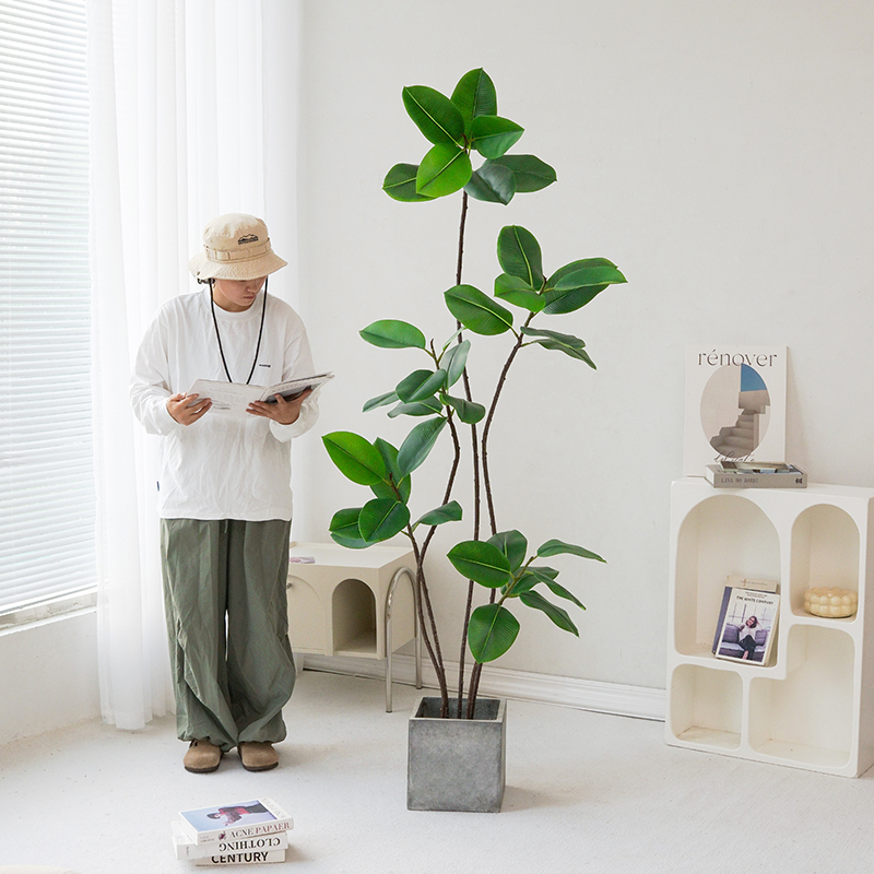 仿真绿植橡皮树落地盆栽仿生植物摆件