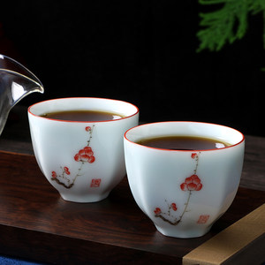 顿仕景德镇陶瓷单个品茗杯纯手工彩绘茶盏功夫茶杯子主人单杯茶具