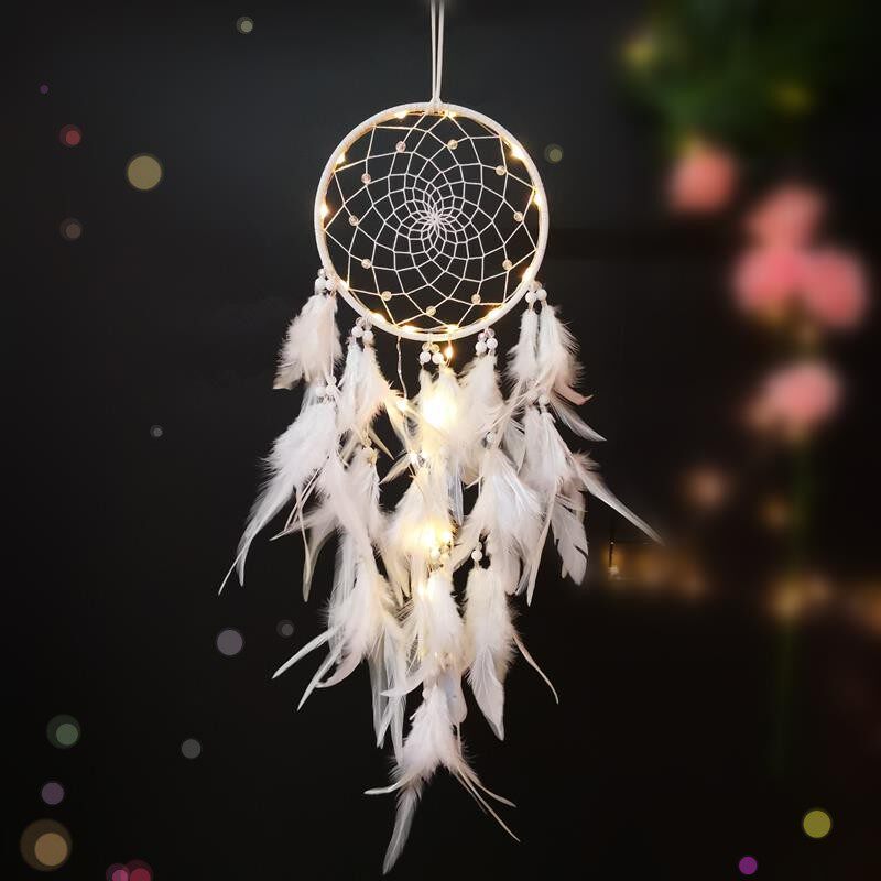 少女心捕梦网材料包diy挂饰件风铃森系女生扑补铺梦网梦铃捕能网