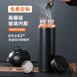 玻璃内胆保温杯男款女士真空耐热玻璃水杯2023新款泡茶杯中药杯子