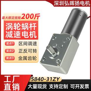 5840-31ZY蜗轮蜗杆低速大扭力12v 24v直流减速电机微小型马达