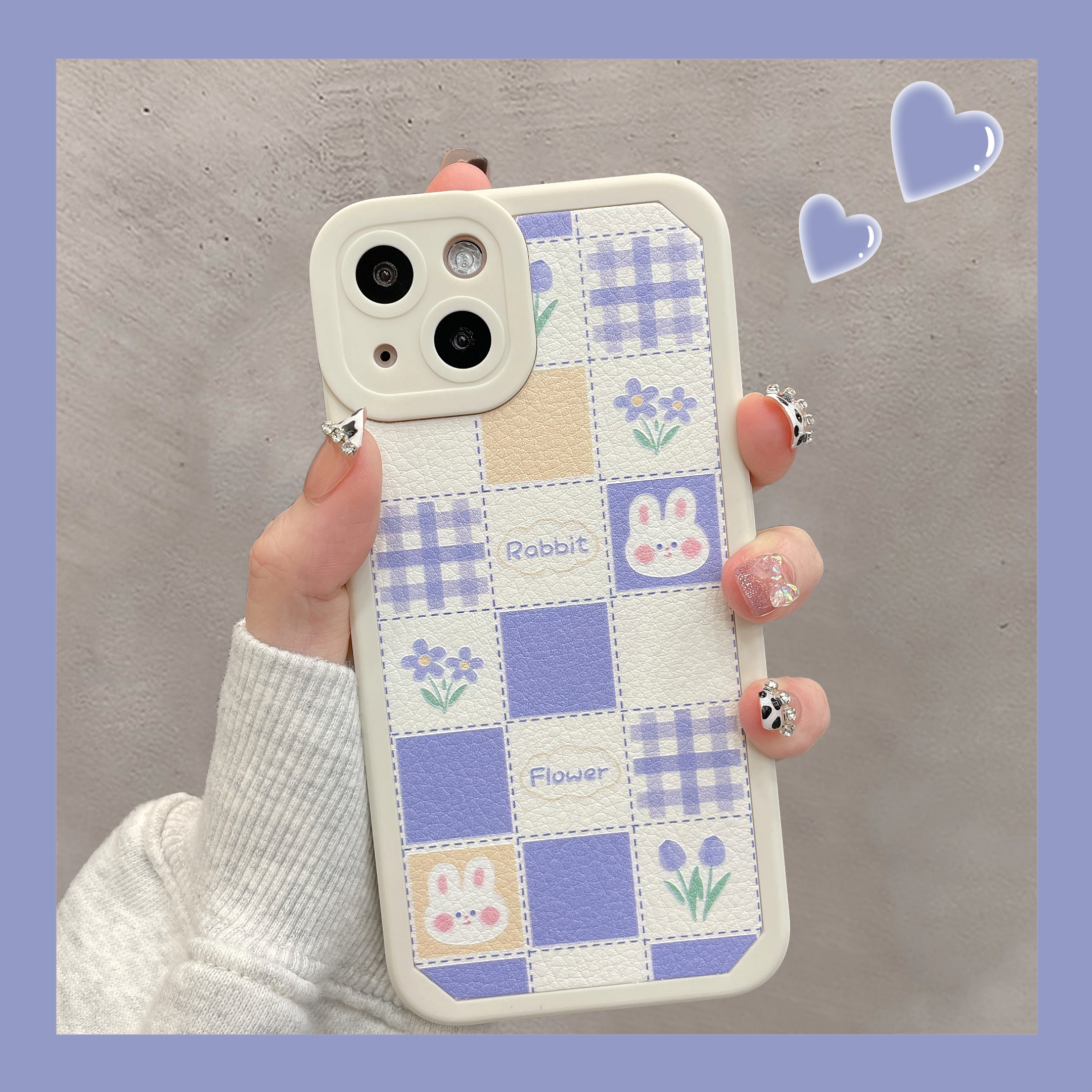 鲸智 ins风格纹小熊兔子适用苹果13promax手机壳iphone12可爱卡通11