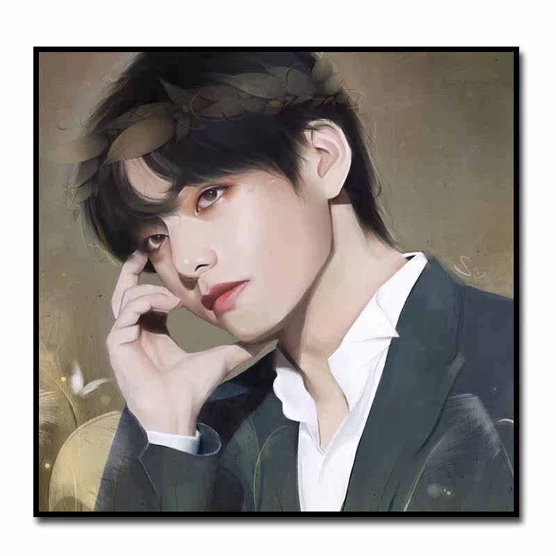 动漫版金泰亨数字油画防弹少年团bts画画diy油彩画手绘填色明星