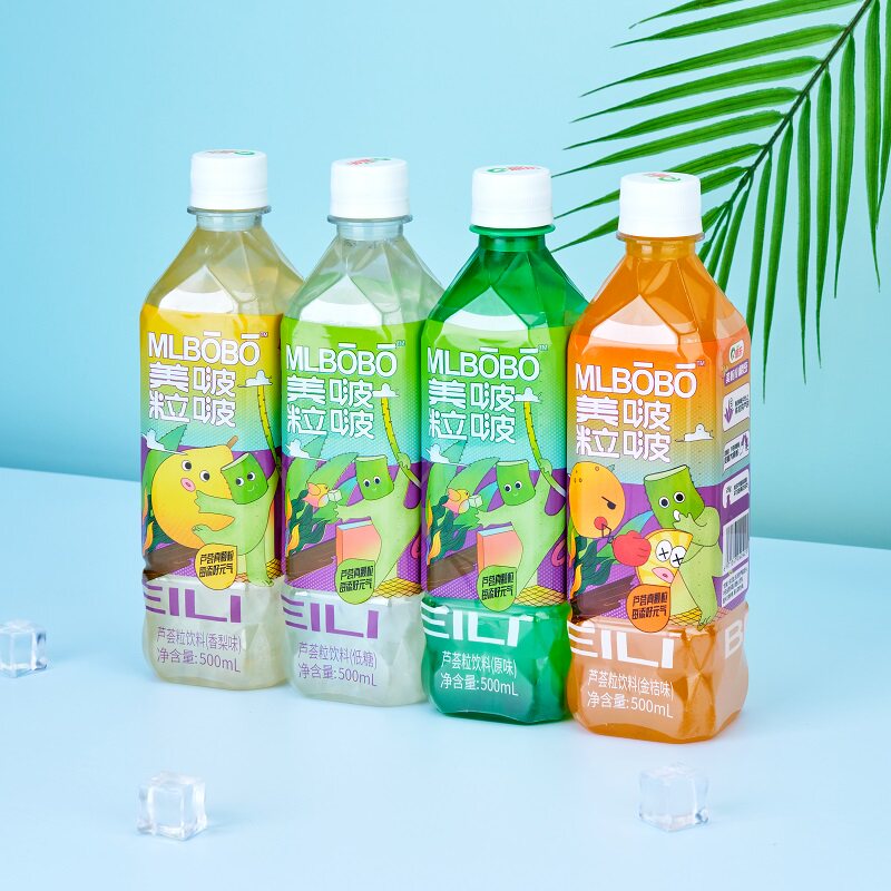 恩乐美粒啵啵芦荟粒饮料0脂肪真芦荟原味低糖金桔香梨500ml*4瓶装