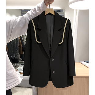 黑色西装外套女春秋季2024新款高级设计感小众小个子休闲西服上衣