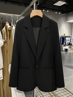 黑色西装外套女春秋季2024新款高级感小个子宽松显瘦休闲西服上衣