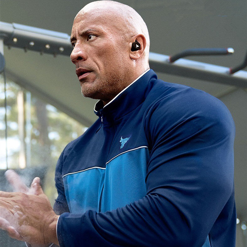 巨石强森牛头训练运动休闲夹克秋冬立领健身拉链加绒保暖防风外套