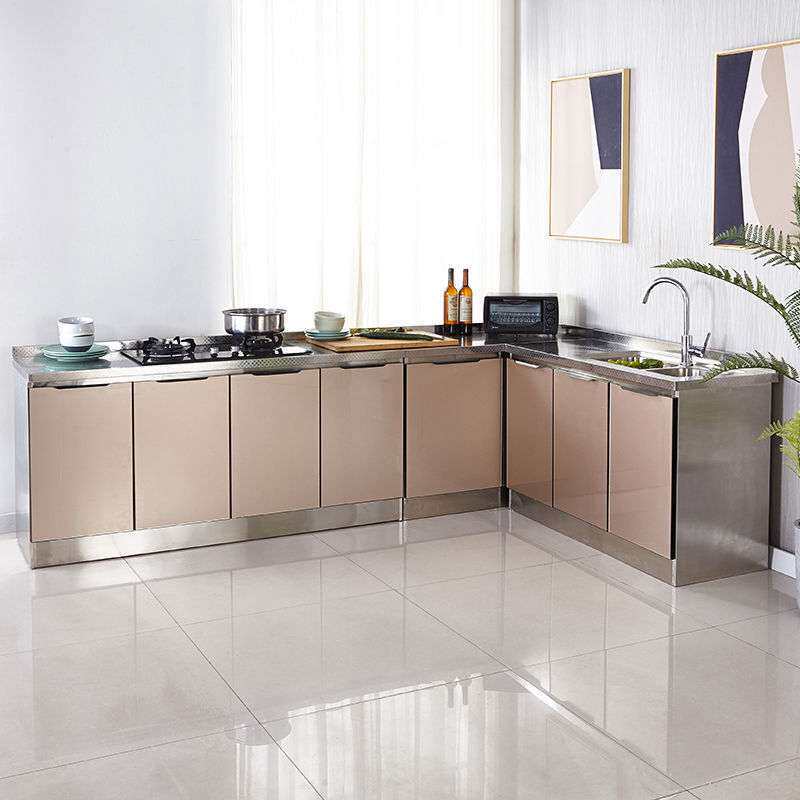 不锈钢厨房橱柜简易灶台柜橱柜一体家用厨房柜组装经济型整体餐柜