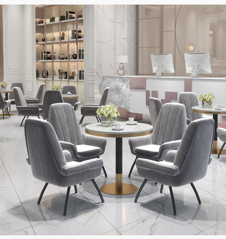 北欧轻奢洽谈桌椅组合简约现代售楼处美容院网红接待会客区小圆桌