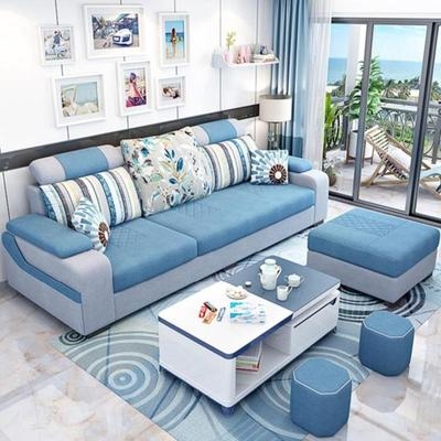 沙发新款l型创意舒适多人布艺长方形乳胶三人坐高背