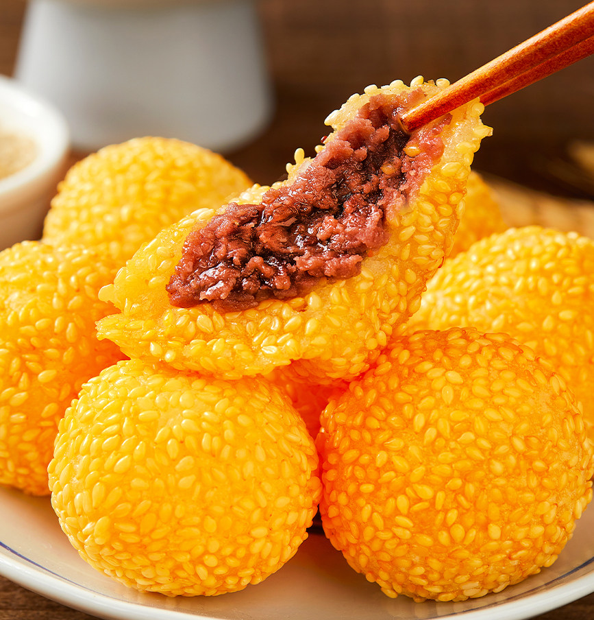 芝麻球8袋麻团半成品油炸麻圆豆沙馅小麻球甜点心早餐麻团小圆子