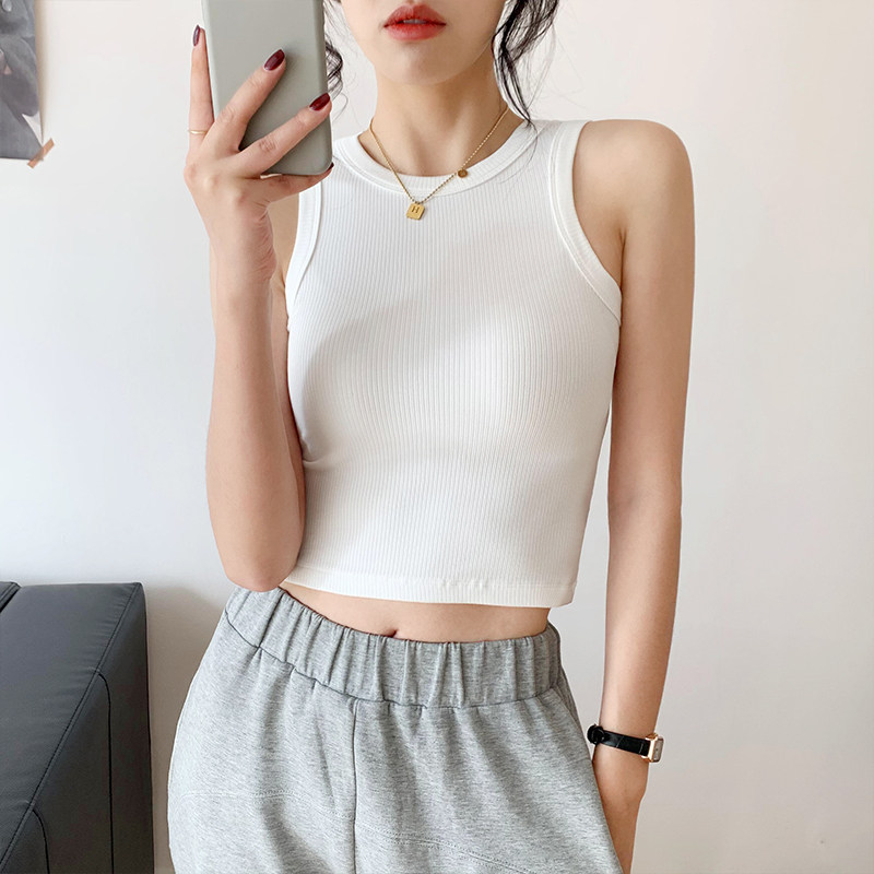实拍背心女夏外穿新款网红爆款美背短款背心女夏内搭打底修身上衣