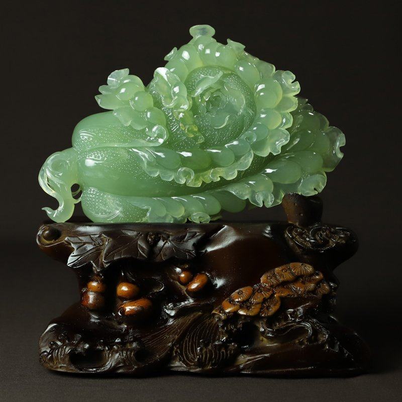 正品尚品美格天然a货岫玉摆件原石雕刻 玉白菜摆件佰财聚来 多款
