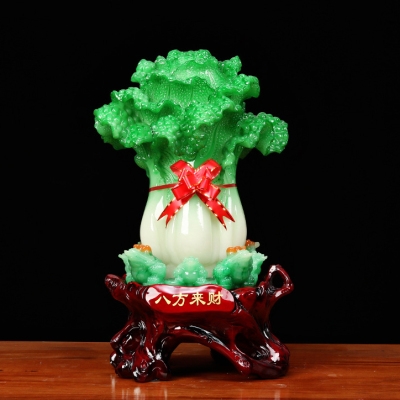 正品招财玉白菜葫芦摆件招财进宝百财如意大号客厅树脂工艺品开业