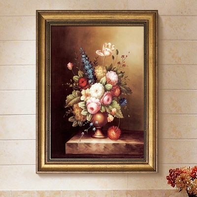 正品美式玄关装饰画大尺寸走廊过道壁画客厅花卉油画欧式餐厅复古