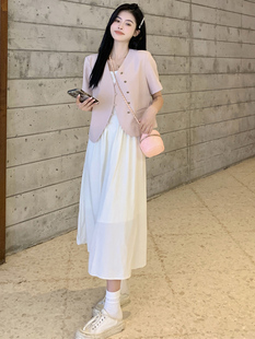 新中式国风套装裙子夏季短袖西装外套女高级感显瘦时尚气质连衣裙