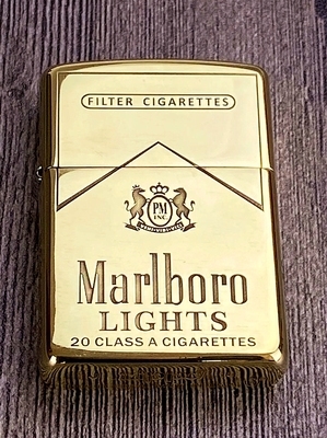 新正品zippo打火机万宝路男纯铜