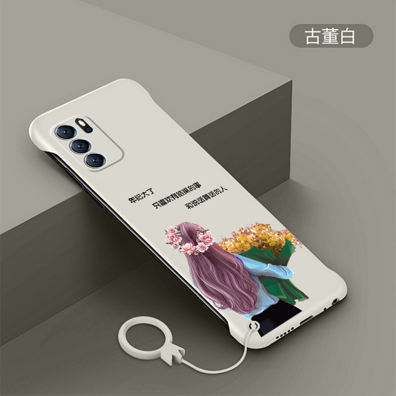 适用于opporeno6手机壳reno6pro+超薄磨砂硬壳无边框捧花女孩OPPO新品半包防摔男女保护套reno6pro网红保护壳