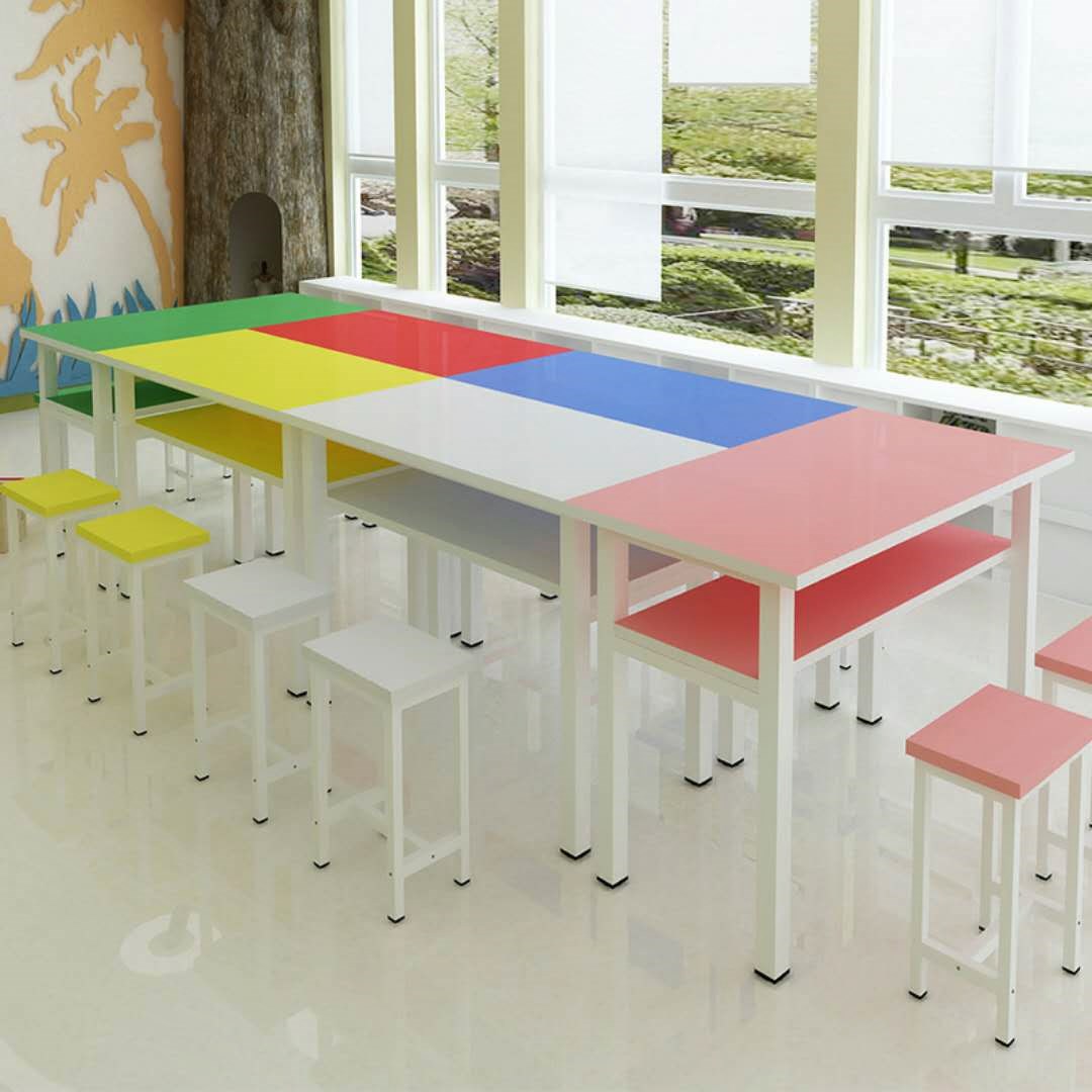 桌椅绘画儿童幼儿培训班书桌幼儿园课桌颜色丰富课桌椅