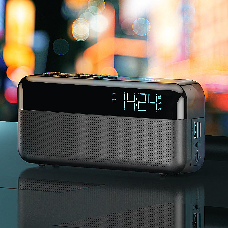 索爱智能户外蓝牙音箱音响超重低音炮家用无线小大音量闹钟便携式