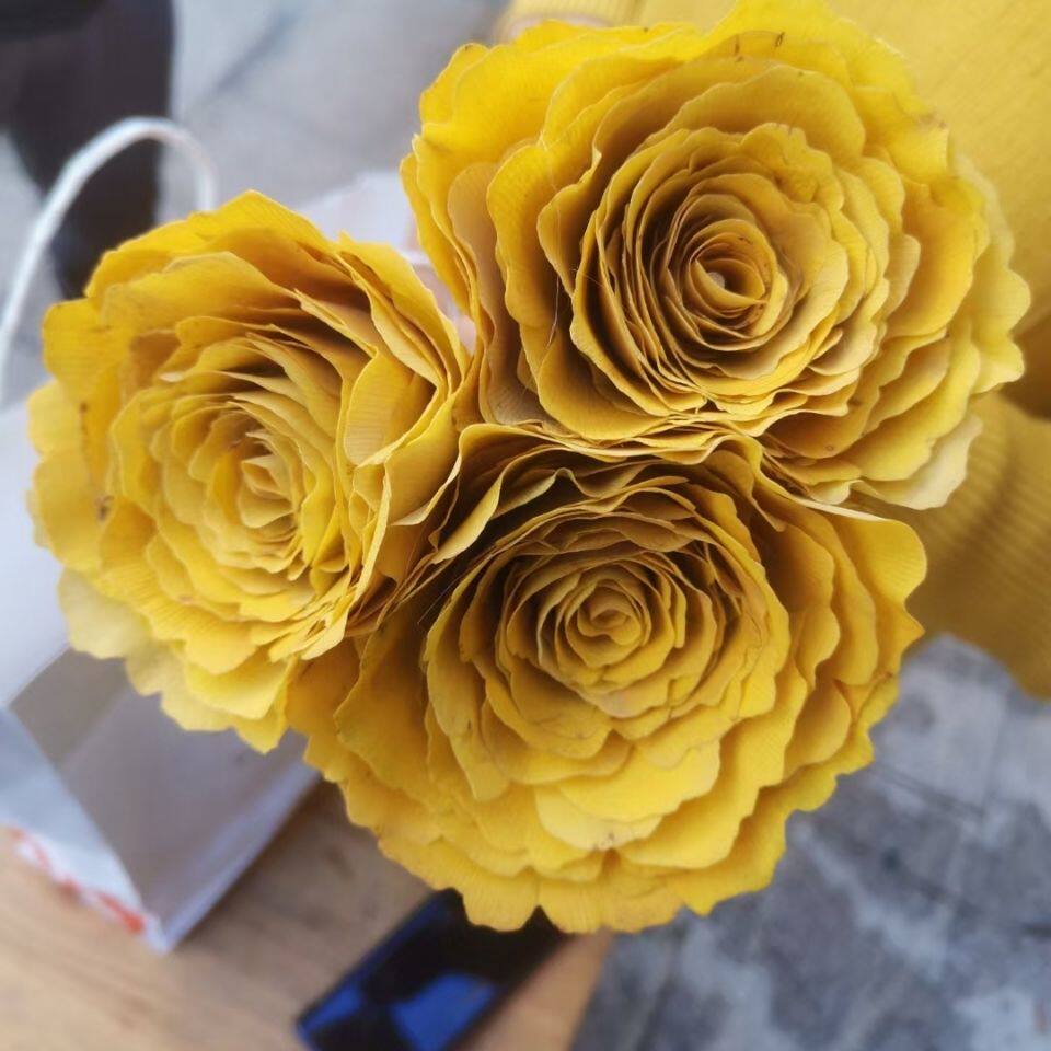 抖音同款银杏叶花束做玫瑰花真树叶手工diy送女友三生有幸黄绿叶
