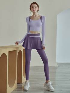 瑜伽服女2022新款秋冬带胸垫健身跑步长袖专业运动速干上衣套装