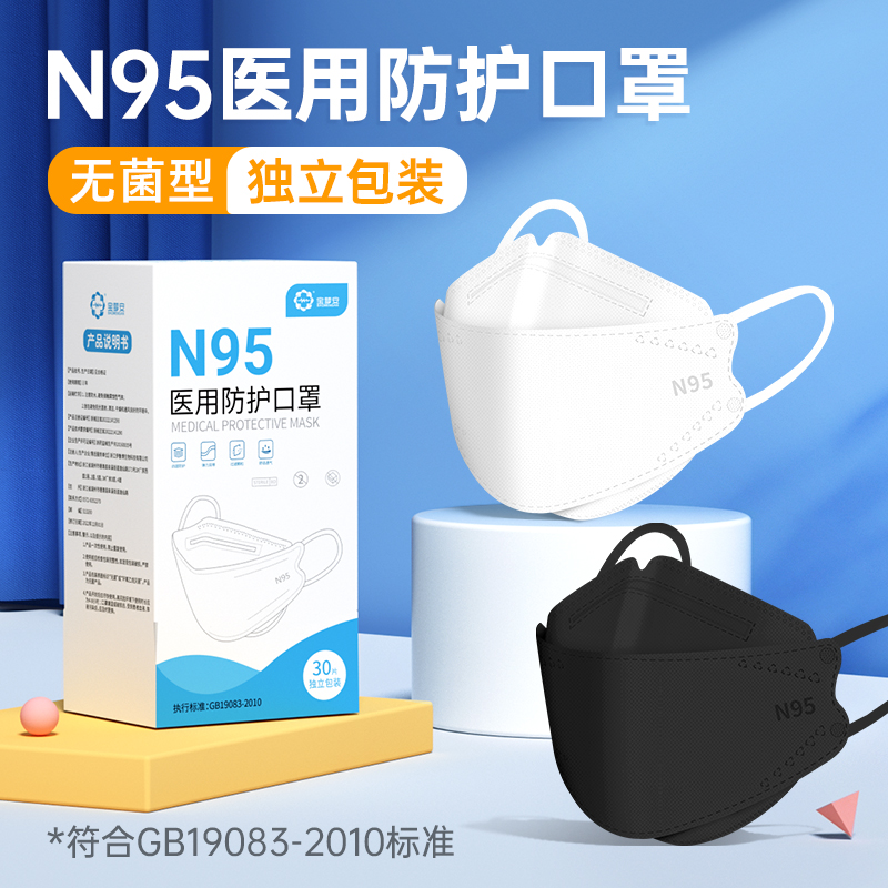 白色n95级医用防护口罩一次性医疗口罩成人女高颜值正品独立包装