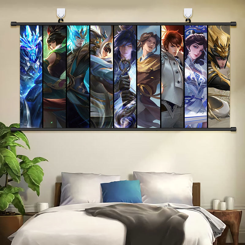 王者荣耀挂画战士铠贴纸李信云缨曜壁画露娜海报客厅卧室装饰画