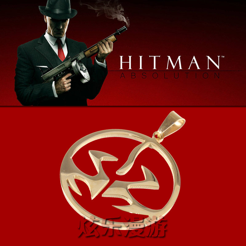 金色吊坠钛钢影视周边hitman杀手47 项坠代号47男虎鲨之刺项链 di