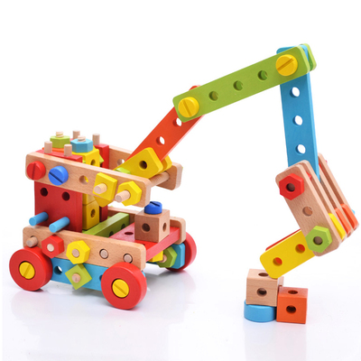 儿童组合螺丝钉可拆卸拼装组车动手益智木制拼图玩具螺母拆装