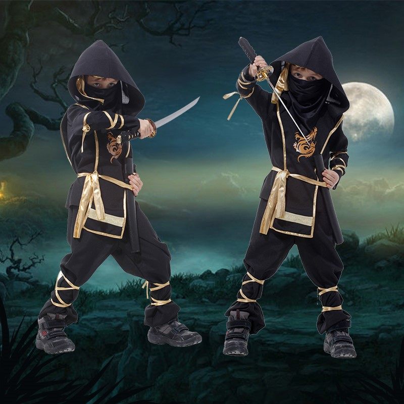 万圣节儿童服装忍者服亲子幻影成人男童刺客武士火影衣服cos套装
