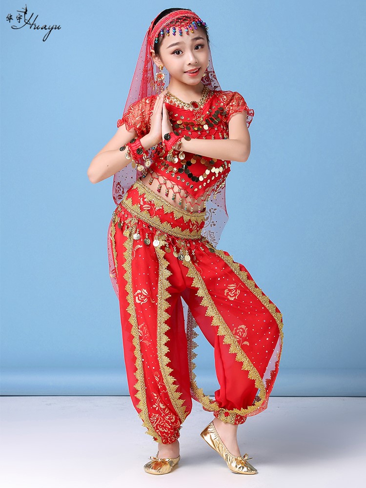 儿童印度舞演出服女童肚皮舞服装练功服2021新款套新疆舞蹈表演服