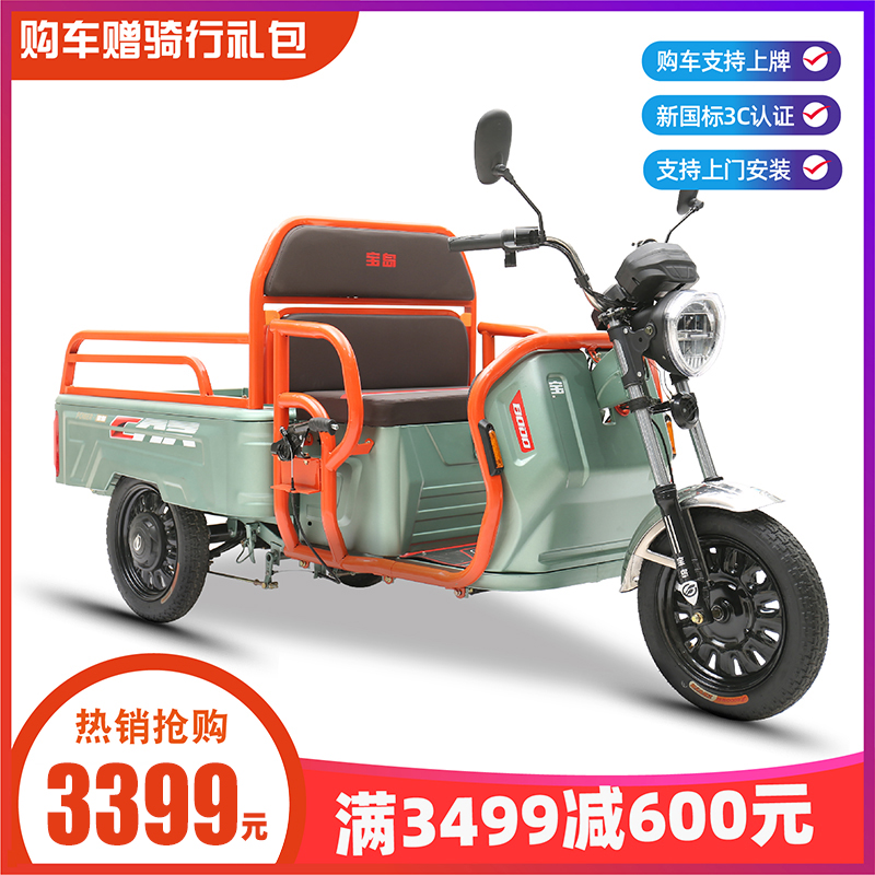 宝岛电三轮车载货载物三轮车摆摊电动车拉货车成人客货两用三轮车