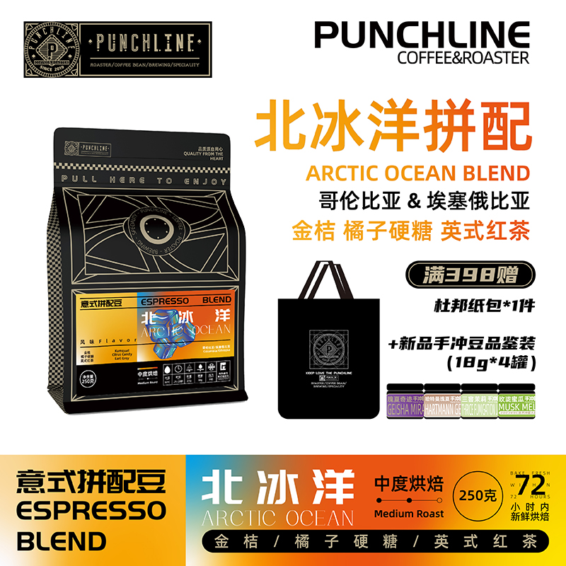 PUNCHLINE北冰洋BLEND精品意式拼配豆咖啡豆中度烘焙250g橘子汽水