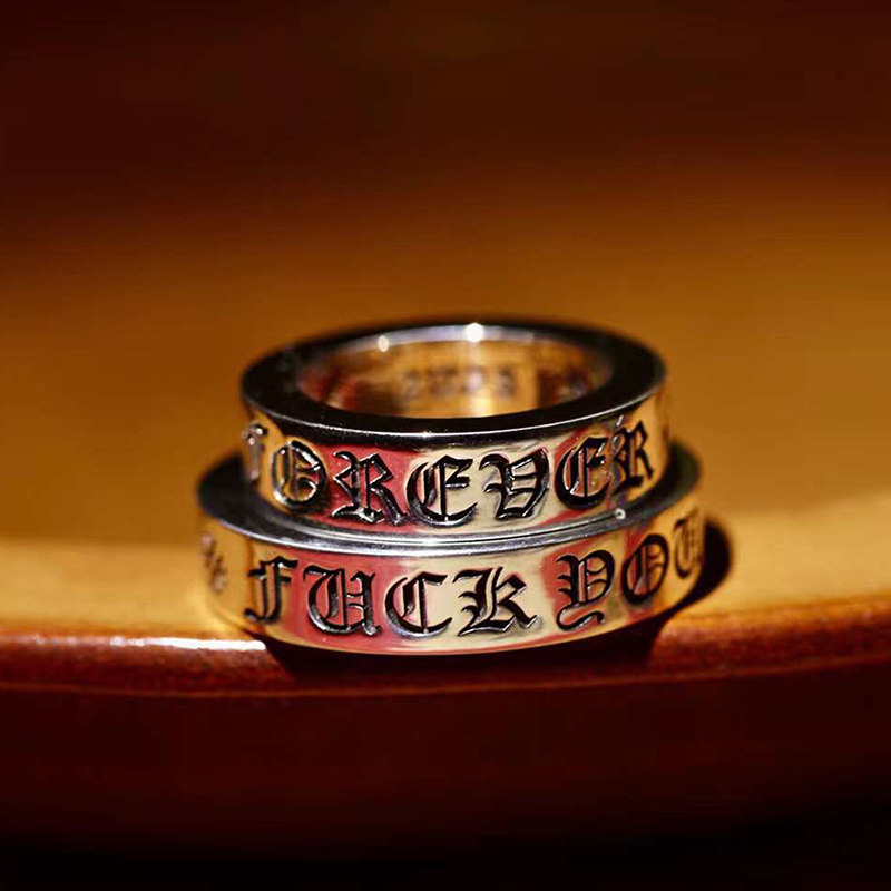 狄安娜克罗心forever潮牌ch十字架复古纯银永恒之心欧美情侣戒指